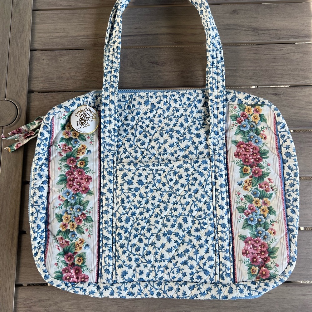 Vintage VERA BRADLEY Delft Blue 1996 Business Tote Laptop Handled Case